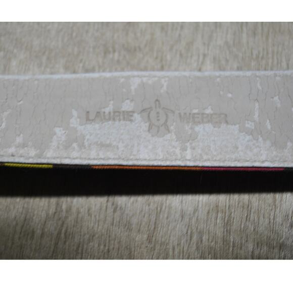 Laurie Weber Colorful Abstract Pattern Belt with Oval Silver-Tone Buckle Size 36 - Picture 4 of 4